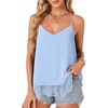image:imageLYANER Womens Chiffon Lace Trim Sexy Cami ShirtsAzure