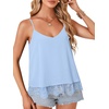 image:imageLYANER Womens Chiffon Lace Trim Sexy Cami ShirtsAzure
