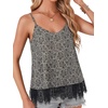 image:imageLYANER Womens Chiffon Lace Trim Sexy Cami ShirtsBlack Flower