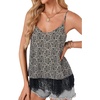 image:imageLYANER Womens Chiffon Lace Trim Sexy Cami ShirtsBlack Flower