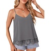 image:imageLYANER Womens Chiffon Lace Trim Sexy Cami ShirtsDark Grey