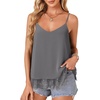 image:imageLYANER Womens Chiffon Lace Trim Sexy Cami ShirtsDark Grey