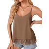 image:imageLYANER Womens Chiffon Lace Trim Sexy Cami ShirtsDeep Khaki