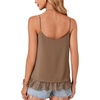 image:imageLYANER Womens Chiffon Lace Trim Sexy Cami ShirtsDeep Khaki