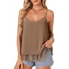 image:imageLYANER Womens Chiffon Lace Trim Sexy Cami ShirtsDeep Khaki