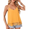 image:imageLYANER Womens Chiffon Lace Trim Sexy Cami ShirtsGinger