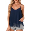 image:imageLYANER Womens Chiffon Lace Trim Sexy Cami ShirtsNavy Blue