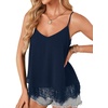 image:imageLYANER Womens Chiffon Lace Trim Sexy Cami ShirtsNavy Blue