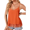 image:imageLYANER Womens Chiffon Lace Trim Sexy Cami ShirtsOrange