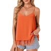 image:imageLYANER Womens Chiffon Lace Trim Sexy Cami ShirtsOrange