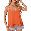image:imageLYANER Womens Chiffon Lace Trim Sexy Cami ShirtsOrange