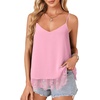 image:imageLYANER Womens Chiffon Lace Trim Sexy Cami ShirtsPink