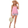 image:imageLYANER Womens Chiffon Lace Trim Sexy Cami ShirtsPink