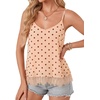 image:imageLYANER Womens Chiffon Lace Trim Sexy Cami ShirtsPolka Dots