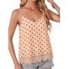 image:imageLYANER Womens Chiffon Lace Trim Sexy Cami ShirtsPolka Dots