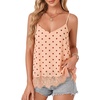 image:imageLYANER Womens Chiffon Lace Trim Sexy Cami ShirtsPolka Dots