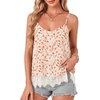 image:imageLYANER Womens Chiffon Lace Trim Sexy Cami ShirtsRed Flower