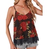 image:imageLYANER Womens Chiffon Lace Trim Sexy Cami ShirtsRose