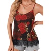 image:imageLYANER Womens Chiffon Lace Trim Sexy Cami ShirtsRose