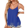 image:imageLYANER Womens Chiffon Lace Trim Sexy Cami ShirtsRoyal Blue