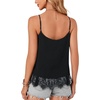 image:imageLYANER Womens Chiffon Lace Trim Sexy Cami ShirtsSolid Black