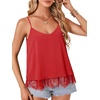 image:imageLYANER Womens Chiffon Lace Trim Sexy Cami ShirtsSolid Red