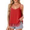 image:imageLYANER Womens Chiffon Lace Trim Sexy Cami ShirtsSolid Red