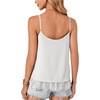 image:imageLYANER Womens Chiffon Lace Trim Sexy Cami ShirtsSolid White