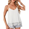image:imageLYANER Womens Chiffon Lace Trim Sexy Cami ShirtsSolid White