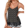 image:imageLYANER Womens Chiffon Lace Trim Sexy Cami ShirtsWhite Floral