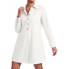 image:imageLYANER Womens Cotton Collared V Neck Casual Mini DressWhite