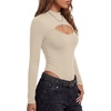 image:imageLYANER Womens Cutout Front Sexy BodysuitsBeige