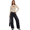 image:imageLYANER Womens Cutout Front Sexy BodysuitsBeige