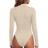 image:imageLYANER Womens Cutout Front Sexy BodysuitsBeige