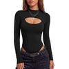 image:imageLYANER Womens Cutout Front Sexy BodysuitsBlack