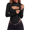 image:imageLYANER Womens Cutout Front Sexy BodysuitsBlack