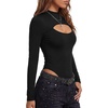 image:imageLYANER Womens Cutout Front Sexy BodysuitsBlack