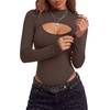 image:imageLYANER Womens Cutout Front Sexy BodysuitsBrown