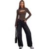image:imageLYANER Womens Cutout Front Sexy BodysuitsBrown