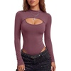 image:imageLYANER Womens Cutout Front Sexy BodysuitsDark Red