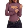 image:imageLYANER Womens Cutout Front Sexy BodysuitsDark Red