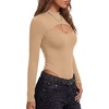 image:imageLYANER Womens Cutout Front Sexy BodysuitsKhaki
