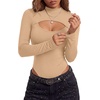 image:imageLYANER Womens Cutout Front Sexy BodysuitsKhaki