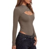 image:imageLYANER Womens Cutout Front Sexy BodysuitsLight Brown