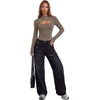 image:imageLYANER Womens Cutout Front Sexy BodysuitsLight Brown