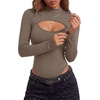 image:imageLYANER Womens Cutout Front Sexy BodysuitsLight Brown