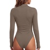 image:imageLYANER Womens Cutout Front Sexy BodysuitsLight Brown