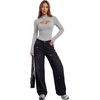 image:imageLYANER Womens Cutout Front Sexy BodysuitsLight Gray
