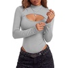 image:imageLYANER Womens Cutout Front Sexy BodysuitsLight Gray