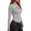 image:imageLYANER Womens Cutout Front Sexy BodysuitsLight Gray